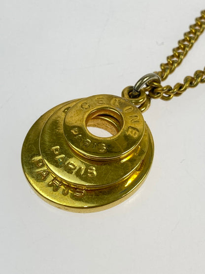 【中古品】【メンズ/レディース】 CELINE セリーヌ CIRCLE LOGO NECKLACE サークルロゴ ネックレス 182-260428-KS-04-min カラー：ゴールド 万代Net店