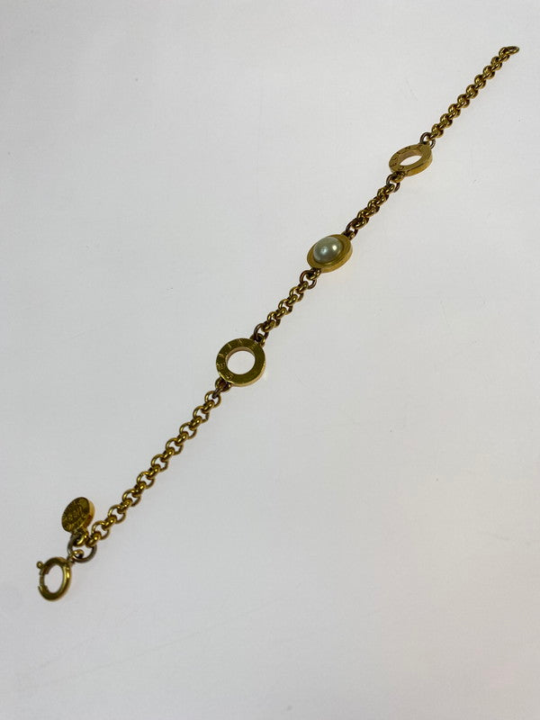 【中古品】【メンズ/レディース】 CELINE セリーヌ CIRCLE LOGO BRACELET サークルロゴ ブレスレット 182-260428-KS-06-min カラー：ゴールド 万代Net店