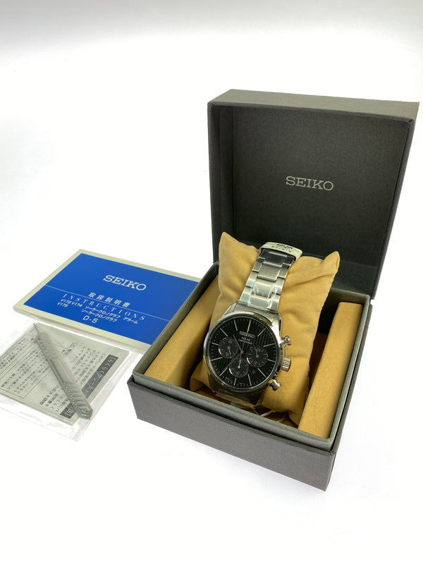 【中古美品】【メンズ】 SEIKO セイコー V175-0BJ0 SPIRIT SMART CHRONOGRAPH SOLAR 腕時計 197-260711-AS-51-min カラー：シルバー 万代Net店
