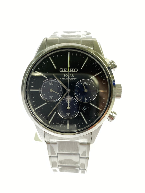 【中古美品】【メンズ】 SEIKO セイコー V175-0BJ0 SPIRIT SMART CHRONOGRAPH SOLAR 腕時計 197-260711-AS-51-min カラー：シルバー 万代Net店