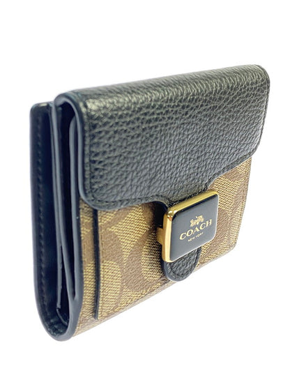 【中古品】【メンズ/レディース】 COACH コーチ PEPPER WALLET SIGNATURE CANVAS C7805 ペッパー ウォレット シグネチャー キャンバス 財布 181-260428-KS-02-min カラー：ブラウン/ブラック 万代Net店