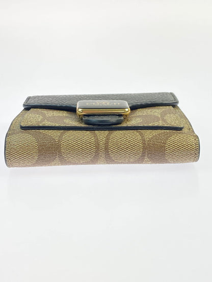 【中古品】【メンズ/レディース】 COACH コーチ PEPPER WALLET SIGNATURE CANVAS C7805 ペッパー ウォレット シグネチャー キャンバス 財布 181-260428-KS-02-min カラー：ブラウン/ブラック 万代Net店