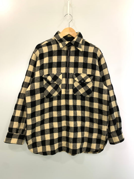【現状渡し品】【メンズ】 FIVE BROTHER ファイブブラザー 40's HALF ZIP WOOL SHIRT VINTAGE 40年代 ハーフジップ ウールシャツ 長袖 トップス ヴィンテージ 146-260429-kk-03-min サイズ：表記なし 下記参照 カラー：ブラック/アイボリー 万代Net店