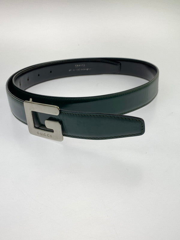 【中古品】【メンズ】 GUCCI グッチ Gバックル エナメルベルト 037・1046・2959 183-260430-em-55-min カラー：グリーン 万代Net店