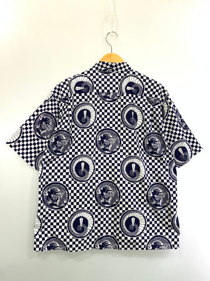 【中古品】【メンズ】 Sasquatchfabrix. サスクワァッチファブリックス × BEAMS ビームス 別注 コラボ 16SS 龍 チェッカーフラッグシャツ 16SS-SY5-030 半袖 トップス 140-260429-kk-22-min サイズ：L カラー：ネイビー 万代Net店