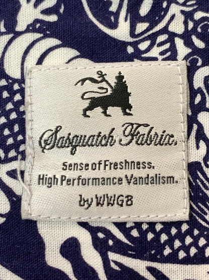 【中古品】【メンズ】 Sasquatchfabrix. サスクワァッチファブリックス × BEAMS ビームス 別注 コラボ 16SS 龍 チェッカーフラッグシャツ 16SS-SY5-030 半袖 トップス 140-260429-kk-22-min サイズ：L カラー：ネイビー 万代Net店