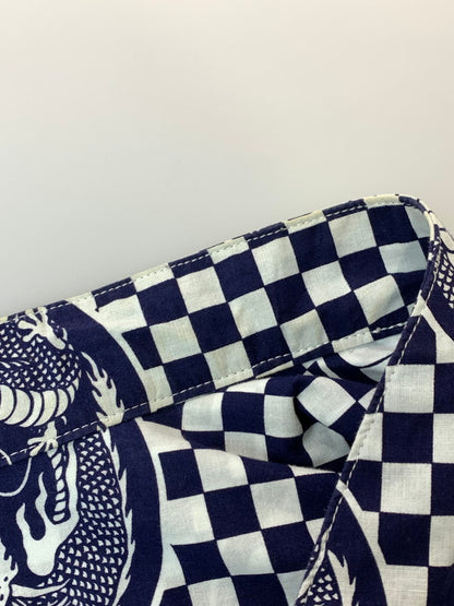 【中古品】【メンズ】 Sasquatchfabrix. サスクワァッチファブリックス × BEAMS ビームス 別注 コラボ 16SS 龍 チェッカーフラッグシャツ 16SS-SY5-030 半袖 トップス 140-260429-kk-22-min サイズ：L カラー：ネイビー 万代Net店