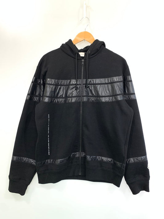 【中古品】【メンズ】 MONCLER モンクレール × FRAGMENT DESIGN フラグメントデザイン 別注 コラボ 22AW NYLON STRIPES ZIP UP H209U8G00003 ナイロン ストライプス ジップアップ パーカー トップス 141-260429-kk-20-min サイズ：M カラー：ブラック 万代Net店