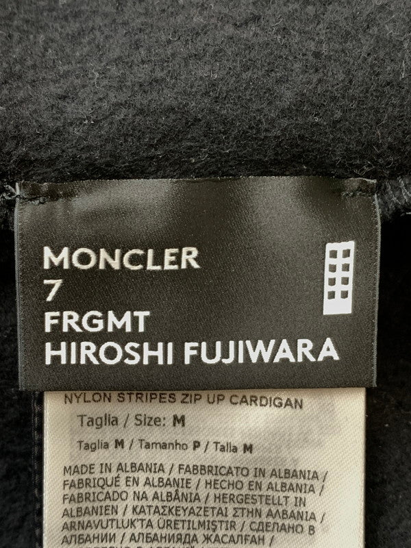【中古品】【メンズ】 MONCLER モンクレール × FRAGMENT DESIGN フラグメントデザイン 別注 コラボ 22AW NYLON STRIPES ZIP UP H209U8G00003 ナイロン ストライプス ジップアップ パーカー トップス 141-260429-kk-20-min サイズ：M カラー：ブラック 万代Net店