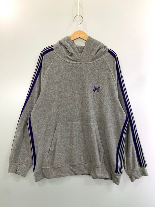 【中古品】【メンズ】 NEEDLES ニードルス TRACK HOODY-C/PE VELOUR KP226 トラックフーディー トップス パーカー 140-260429-kk-19-min サイズ：XL カラー：グレー 万代Net店