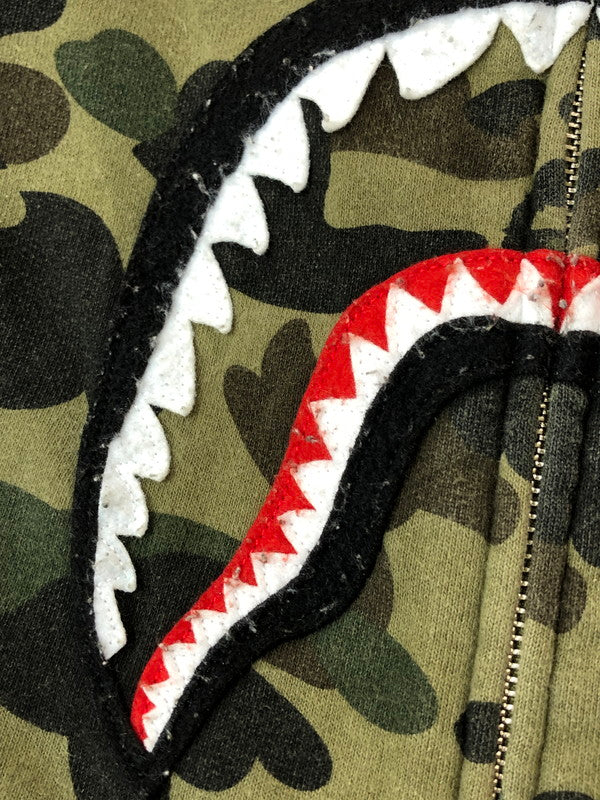 【中古品】【メンズ】 A BATHING APE アベイシングエイプ 1ST CAMO SHARK FULL ZIP HOODIE 001ZPJ701006M ファーストカモ シャーク フルジップフーディー トップス パーカー 142-260429-kk-42-min サイズ：XL カラー：グリーン 万代Net店