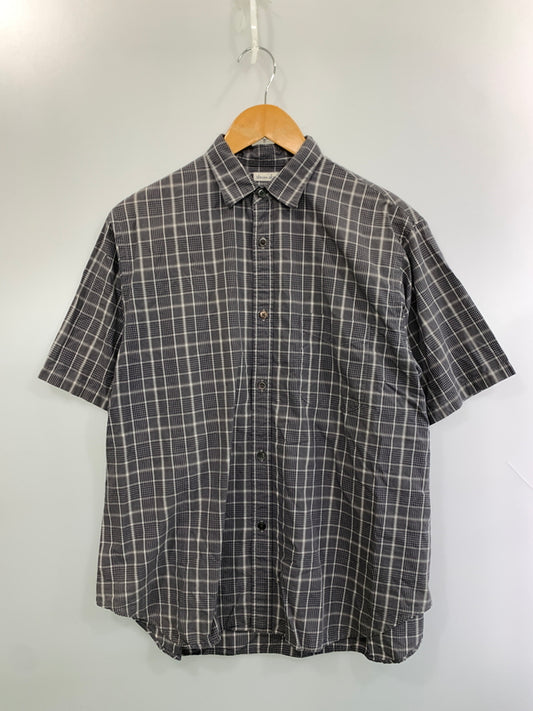 【中古品】【メンズ】 STEVEN ALAN スティーブンアラン コットンシルクリネン チェック オーバー 半袖シャツ 8116-149-0321 メンズ トップス 140-260518-em-17-min サイズ：S カラー：グレー系 万代Net店