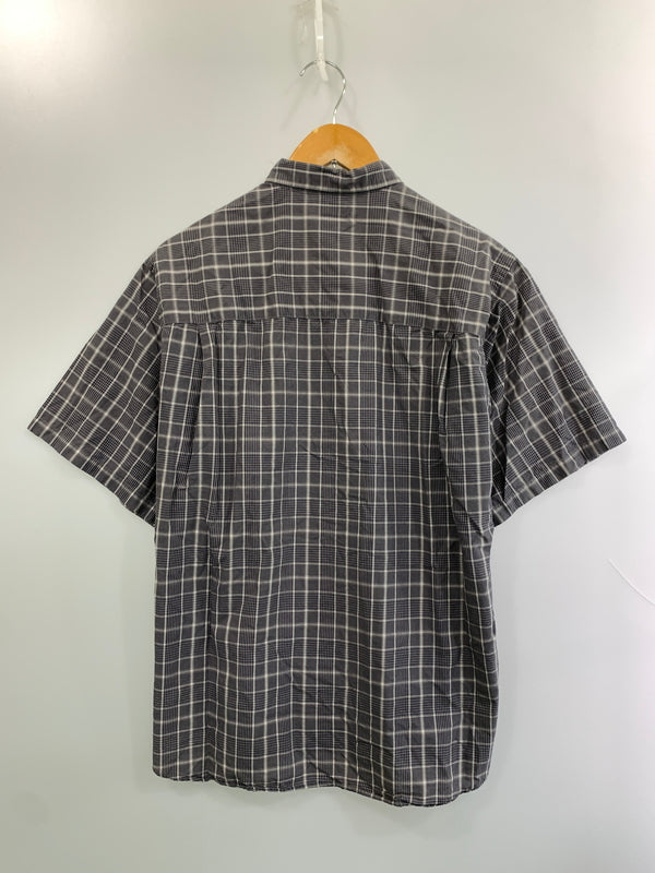 【中古品】【メンズ】 STEVEN ALAN スティーブンアラン コットンシルクリネン チェック オーバー 半袖シャツ 8116-149-0321 メンズ トップス 140-260518-em-17-min サイズ：S カラー：グレー系 万代Net店