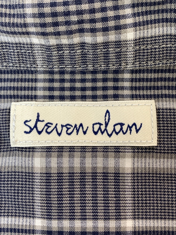 【中古品】【メンズ】 STEVEN ALAN スティーブンアラン コットンシルクリネン チェック オーバー 半袖シャツ 8116-149-0321 メンズ トップス 140-260518-em-17-min サイズ：S カラー：グレー系 万代Net店