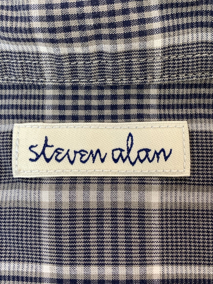 【中古品】【メンズ】 STEVEN ALAN スティーブンアラン コットンシルクリネン チェック オーバー 半袖シャツ 8116-149-0321 メンズ トップス 140-260518-em-17-min サイズ：S カラー：グレー系 万代Net店