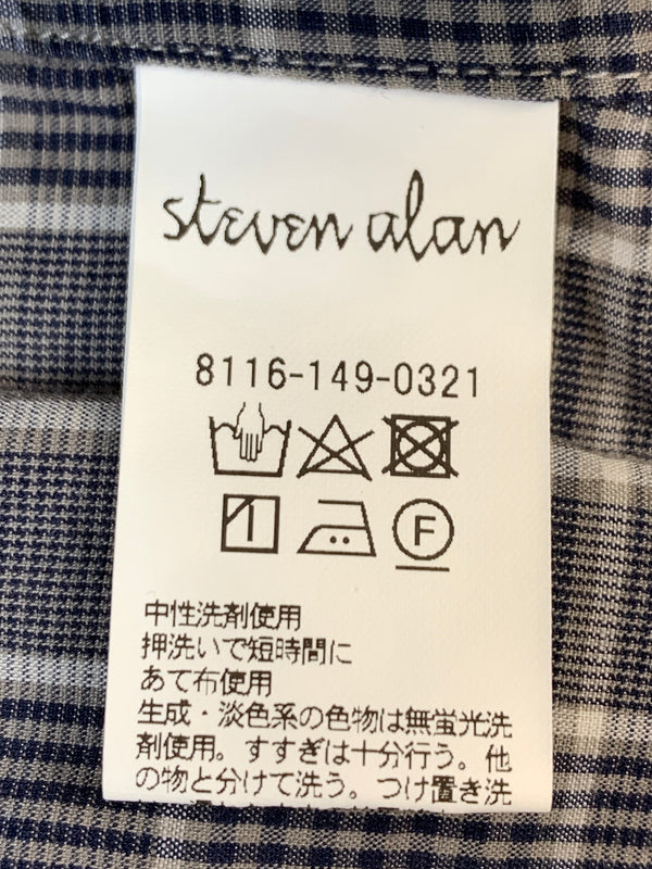【中古品】【メンズ】 STEVEN ALAN スティーブンアラン コットンシルクリネン チェック オーバー 半袖シャツ 8116-149-0321 メンズ トップス 140-260518-em-17-min サイズ：S カラー：グレー系 万代Net店