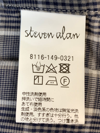 【中古品】【メンズ】 STEVEN ALAN スティーブンアラン コットンシルクリネン チェック オーバー 半袖シャツ 8116-149-0321 メンズ トップス 140-260518-em-17-min サイズ：S カラー：グレー系 万代Net店