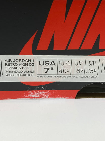 【中古美品】【メンズ】 NIKE ナイキ AIR JORDAN 1 RETRO HIGH OG DZ5485-612 エアジョーダン ワン レトロ ハイ オージー 靴 シューズ スニーカー SNEAKER 160-260430-KS-05-min サイズ：25.5cm US7.5 カラー：ホワイト/レッド/ブラック 万代Net店
