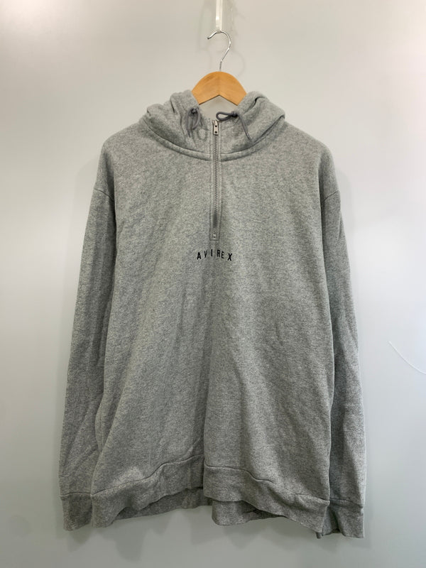 【中古品】【メンズ】 AVIREX アヴィレックス 6193572 HALF ZIP HOODIE ハーフジップ パーカー 145-260508-AS-24-min サイズ：2XL カラー：グレー 万代Net店