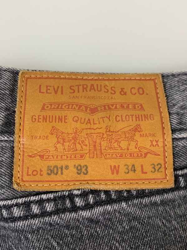 【中古品】【メンズ】 LEVI'S リーバイス 79830-0011 93 STRAIGHT 501 DENIM PANT ストレートデニムパンツ ジーンズ 158-260615-kt-19-min サイズ：W34L32 カラー：ブラック系 万代Net店