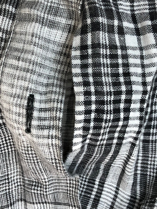【ジャンク品】【メンズ】 OFF-WHITE オフホワイト 17SS LINEN FLANNEL CHECK SHIRT リネン フランネルチェックシャツ 長袖 トップス 142-260429-kk-50-min サイズ：XXS カラー：ブラック 万代Net店