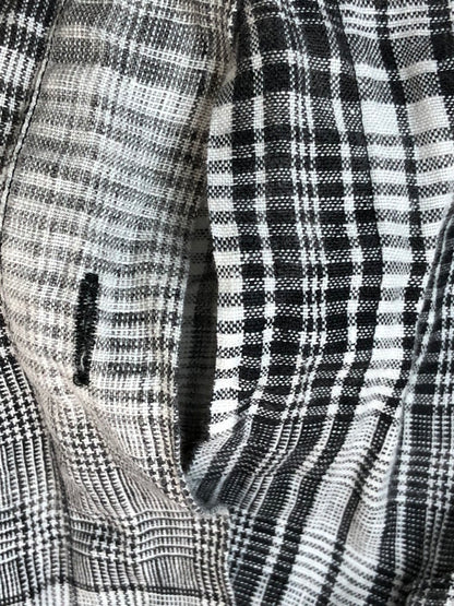【ジャンク品】【メンズ】 OFF-WHITE オフホワイト 17SS LINEN FLANNEL CHECK SHIRT リネン フランネルチェックシャツ 長袖 トップス 142-260429-kk-50-min サイズ：XXS カラー：ブラック 万代Net店