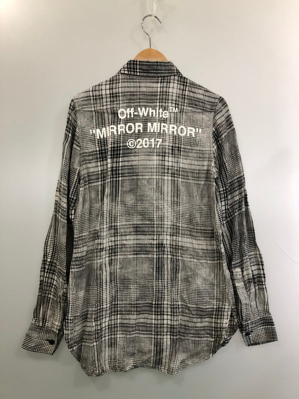 【ジャンク品】【メンズ】 OFF-WHITE オフホワイト 17SS LINEN FLANNEL CHECK SHIRT リネン フランネルチェックシャツ 長袖 トップス 142-260429-kk-50-min サイズ：XXS カラー：ブラック 万代Net店