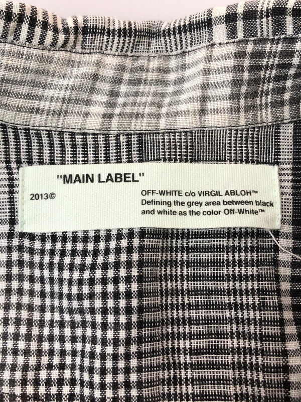 【ジャンク品】【メンズ】 OFF-WHITE オフホワイト 17SS LINEN FLANNEL CHECK SHIRT リネン フランネルチェックシャツ 長袖 トップス 142-260429-kk-50-min サイズ：XXS カラー：ブラック 万代Net店
