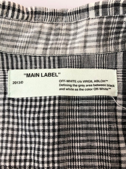 【ジャンク品】【メンズ】 OFF-WHITE オフホワイト 17SS LINEN FLANNEL CHECK SHIRT リネン フランネルチェックシャツ 長袖 トップス 142-260429-kk-50-min サイズ：XXS カラー：ブラック 万代Net店