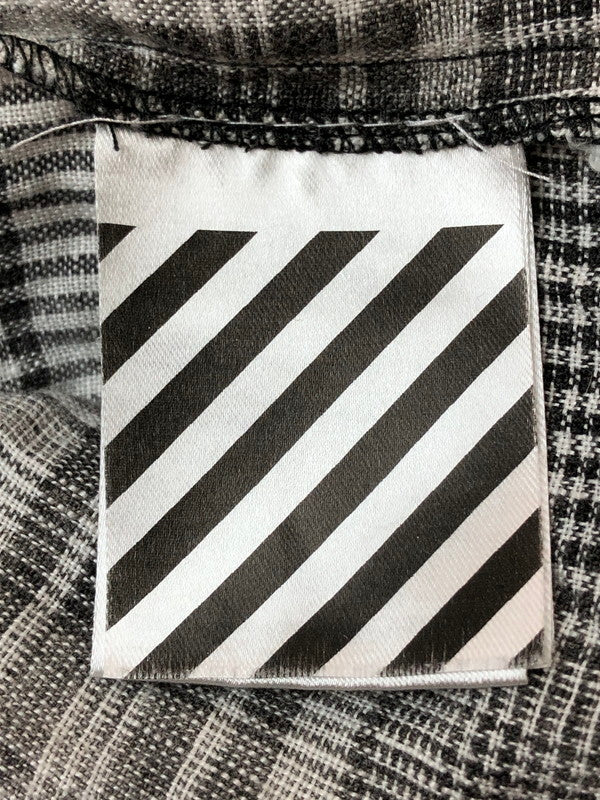 【ジャンク品】【メンズ】 OFF-WHITE オフホワイト 17SS LINEN FLANNEL CHECK SHIRT リネン フランネルチェックシャツ 長袖 トップス 142-260429-kk-50-min サイズ：XXS カラー：ブラック 万代Net店