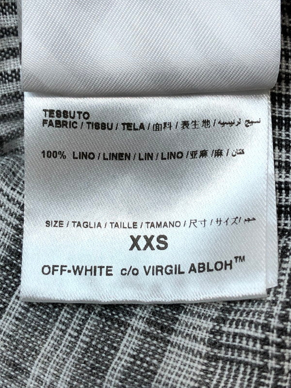 【ジャンク品】【メンズ】 OFF-WHITE オフホワイト 17SS LINEN FLANNEL CHECK SHIRT リネン フランネルチェックシャツ 長袖 トップス 142-260429-kk-50-min サイズ：XXS カラー：ブラック 万代Net店