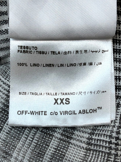 【ジャンク品】【メンズ】 OFF-WHITE オフホワイト 17SS LINEN FLANNEL CHECK SHIRT リネン フランネルチェックシャツ 長袖 トップス 142-260429-kk-50-min サイズ：XXS カラー：ブラック 万代Net店