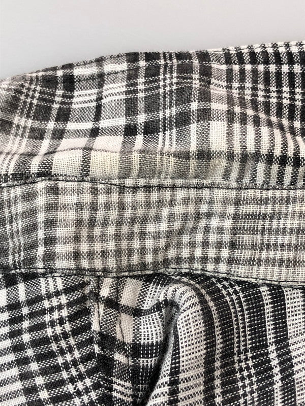 【ジャンク品】【メンズ】 OFF-WHITE オフホワイト 17SS LINEN FLANNEL CHECK SHIRT リネン フランネルチェックシャツ 長袖 トップス 142-260429-kk-50-min サイズ：XXS カラー：ブラック 万代Net店