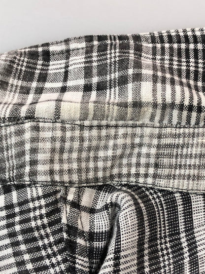 【ジャンク品】【メンズ】 OFF-WHITE オフホワイト 17SS LINEN FLANNEL CHECK SHIRT リネン フランネルチェックシャツ 長袖 トップス 142-260429-kk-50-min サイズ：XXS カラー：ブラック 万代Net店