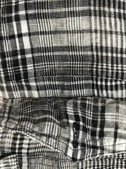 【ジャンク品】【メンズ】 OFF-WHITE オフホワイト 17SS LINEN FLANNEL CHECK SHIRT リネン フランネルチェックシャツ 長袖 トップス 142-260429-kk-50-min サイズ：XXS カラー：ブラック 万代Net店
