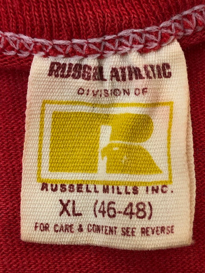 【現状渡し品】【メンズ】 RUSSELL ATHLETIC ラッセルアスレティック 70's NAUTILUS PRINT S/S TEE VINTAGE 70年代 ノーチラス プリント ショートスリーブ Tシャツ 半袖 トップス ヴィンテージ 146-260429-kk-48-min サイズ：XL カラー：レッド 万代Net店