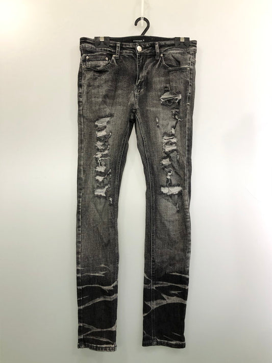 【中古品】【メンズ】 COOPER9 クーパーナイン DAMAGE SKINNY DENIM PANT ダメージ スキニー デニムパンツ ボトムス ジーンズ 153-260429-kk-54-min サイズ：30 カラー：ブラック 万代Net店