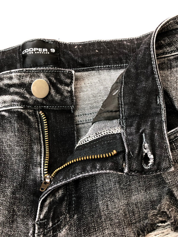 【中古品】【メンズ】 COOPER9 クーパーナイン DAMAGE SKINNY DENIM PANT ダメージ スキニー デニムパンツ ボトムス ジーンズ 153-260429-kk-54-min サイズ：30 カラー：ブラック 万代Net店