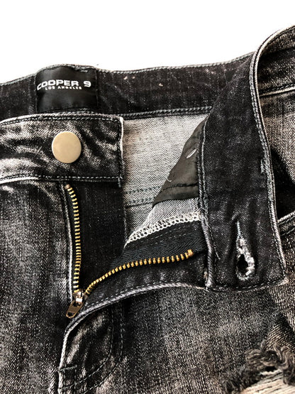 【中古品】【メンズ】 COOPER9 クーパーナイン DAMAGE SKINNY DENIM PANT ダメージ スキニー デニムパンツ ボトムス ジーンズ 153-260429-kk-54-min サイズ：30 カラー：ブラック 万代Net店
