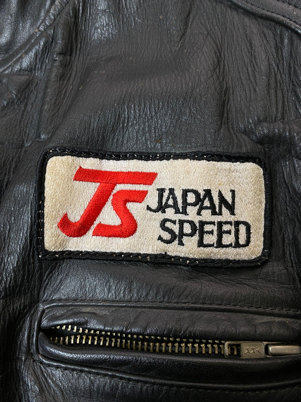 【中古品】【メンズ】 JAPAN SPEED ジャパンスピード LEATHER SINGLE MOTORCYCLE JACKET レザーシングルモーターサイクルジャケット メンズ アウター 革ジャン ライダースジャケット 146-260524-em-20-min サイズ：L カラー：ブラック 万代Net店