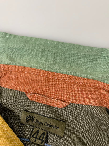 【中古品】【メンズ】 NIGEL CABOURN ナイジェルケーボン MULTI BORDER LS COTTON SHIRT マルチ ボーダー エルエス コットン シャツ メンズ トップス 145-260430-em-45-min サイズ：44 カラー：マルチカラー 万代Net店