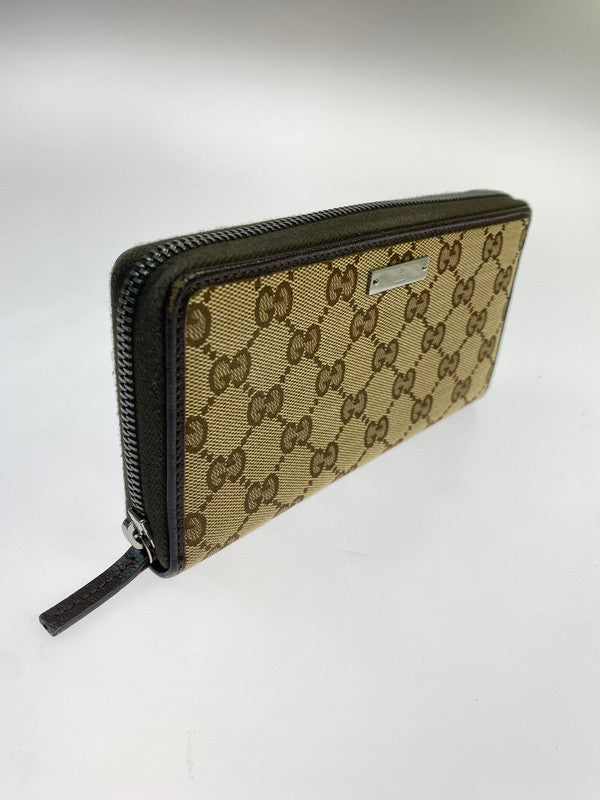 【中古品】【レディース】 GUCCI グッチ 307980 GGキャンバス ラウンドジップウォレット 長財布 ロングウォレット 181-260503-AS-69-min カラー：ブラウン系 万代Net店
