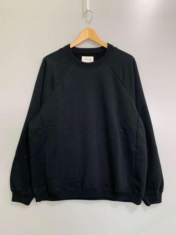 【中古品】【メンズ】 STILL BY HAND スティルバイハンド CREWNECK RAGLAN SLEEVE SWEAT SHIRT BLACK CS03254 クルーネック ラグランスリーブ スウェットシャツ メンズ トップス 140-260430-em-43-min サイズ：50 カラー：ブラック 万代Net店