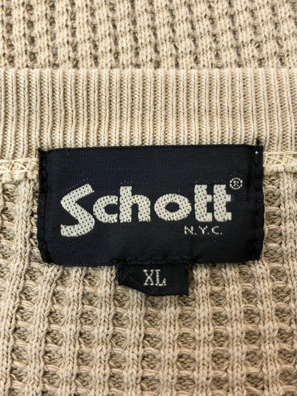 【中古品】【メンズ】 SCHOTT ショット 782-3934009 THERMAL PIGMENT OD HENLEY NECK T-SHIRT ヘンリーネック 半袖Tシャツ ショートスリーブ 145-260503-AS-29-min サイズ：XL カラー：ベージュ 万代Net店