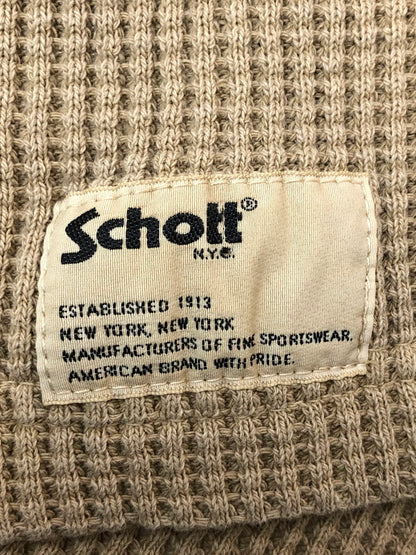 【中古品】【メンズ】 SCHOTT ショット 782-3934009 THERMAL PIGMENT OD HENLEY NECK T-SHIRT ヘンリーネック 半袖Tシャツ ショートスリーブ 145-260503-AS-29-min サイズ：XL カラー：ベージュ 万代Net店