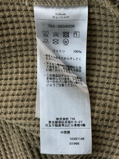 【中古品】【メンズ】 SCHOTT ショット 782-3934009 THERMAL PIGMENT OD HENLEY NECK T-SHIRT ヘンリーネック 半袖Tシャツ ショートスリーブ 145-260503-AS-29-min サイズ：XL カラー：ベージュ 万代Net店