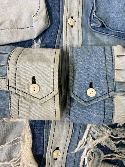 【中古品】【レディース】 NOZOMI ISHIGURO ノゾミイシグロ DENIM LONG SHIRT デニムロングシャツ 長袖シャツ ダメージ 170-260613-kt-01-min サイズ：ONESIZE カラー：ブルー系 万代Net店