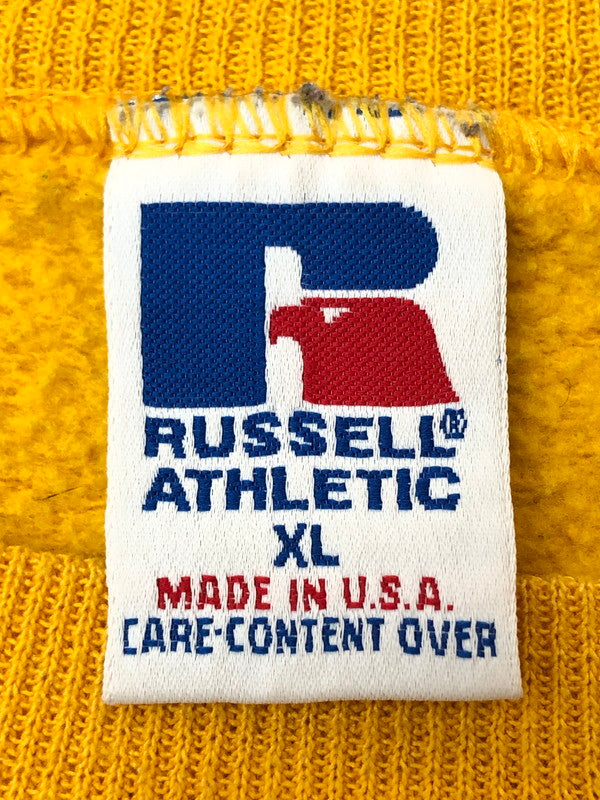 【中古品】【メンズ】 RUSSELL ATHLETIC ラッセルアスレチック 90S 前V SWEATSHIRT スウェット トレーナー 146-260503-AS-33-min サイズ：XL カラー：イエロー 万代Net店