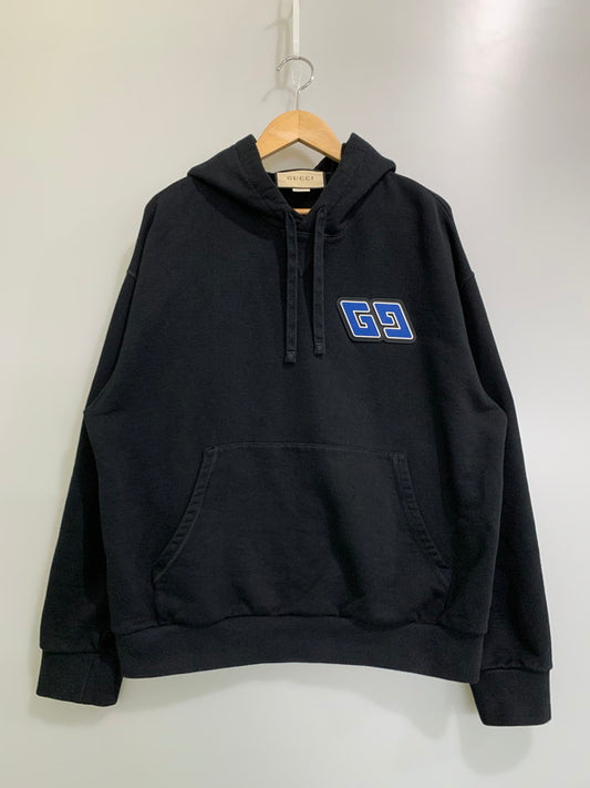 【中古品】【メンズ】 GUCCI グッチ 761574 XJFXN GG LOGO SWEAT HOODIE プルオーバーパーカー 141-260503-AS-42-min サイズ：L カラー：ブラック 万代Net店