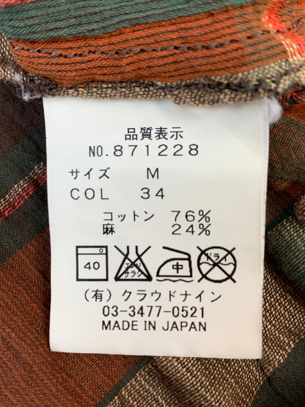 【中古品】【メンズ】 HAVERSACK ハバーザック LINEN CHECK SS LONG SHIRT リネン CHECK ショートスリーブ 半袖シャツ 146-260508-AS-15-min サイズ：M カラー：ブラウン/グリーン系 万代Net店